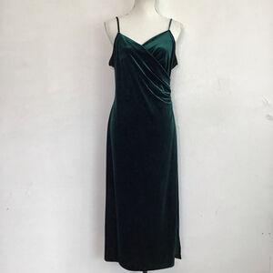 Rachel Zoe Women Sexy Dark Green Velvet Spaghetti Strap Maxi Event Dress S